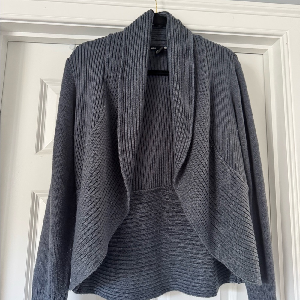 H&M Gray shall cardigan Sweater. Sz L. - Picture 5 of 8
